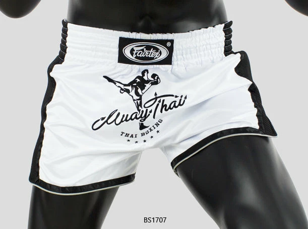 Fairtex Muay Thai Shorts BS1707 Slim Cut White/Black 2 Fairtex Muay Thai Shorts BS1707 Slim Cut White/Black