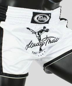 Fairtex Muay Thai Shorts BS1707 Slim Cut White/Black 7 Fairtex Muay Thai Shorts BS1707 Slim Cut White/Black