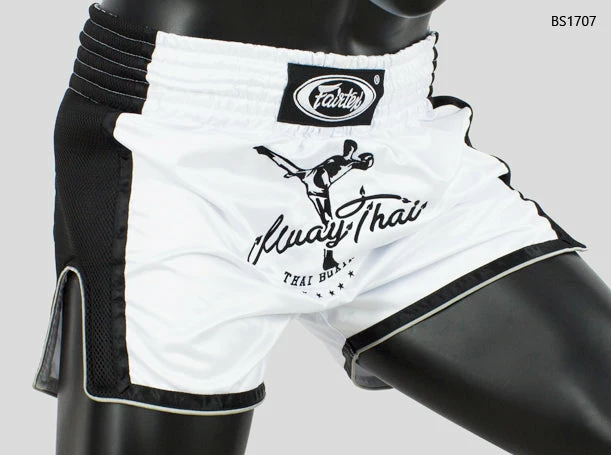 Fairtex Muay Thai Shorts BS1707 Slim Cut White/Black 3 Fairtex Muay Thai Shorts BS1707 Slim Cut White/Black