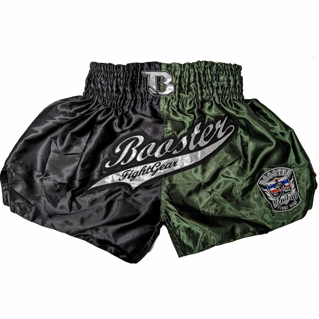 Booster Fight Gear Black Duo Army Green Muay Thai Kickboxing Shorts 1 Booster Fight Gear Black Duo Army Green Muay Thai Kickboxing Shorts