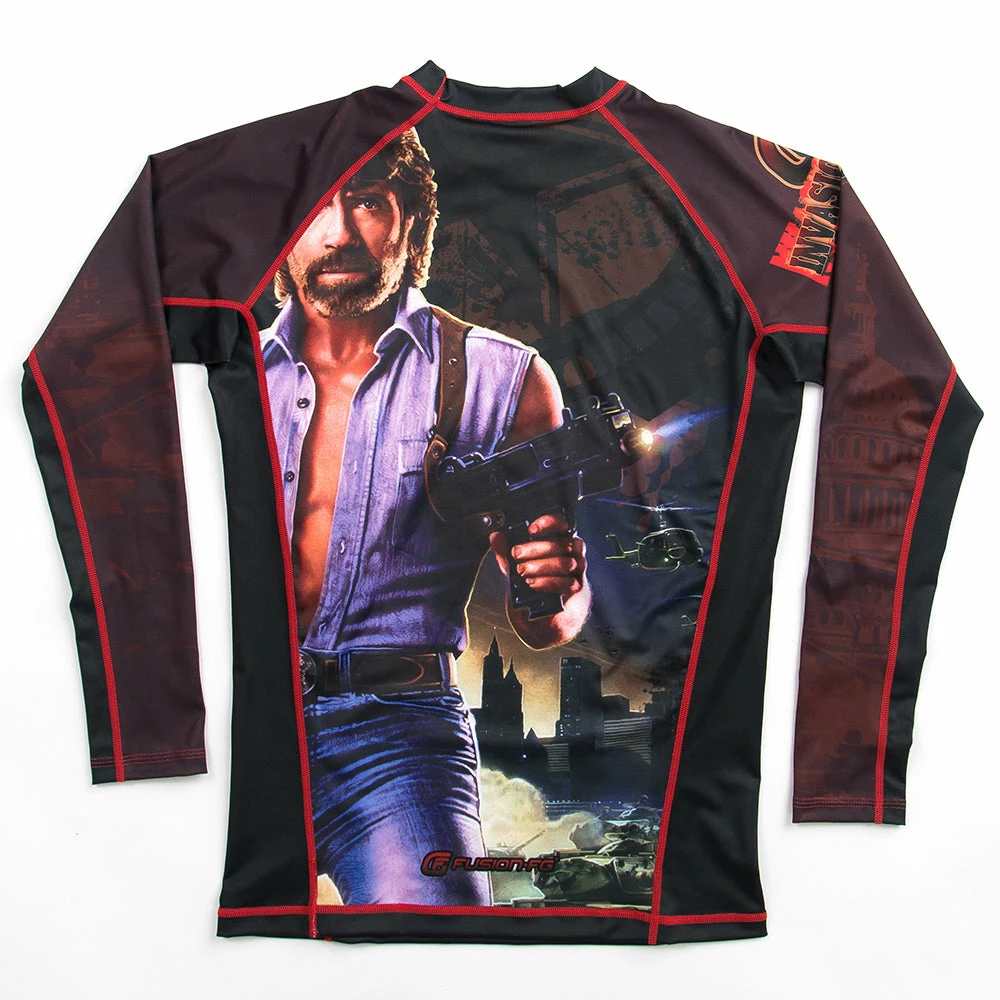 Fusion Fight Gear Chuck Norris Invasion USA Rashguard Rash Guard 2 Fusion Fight Gear Chuck Norris Invasion USA Rashguard Rash Guard