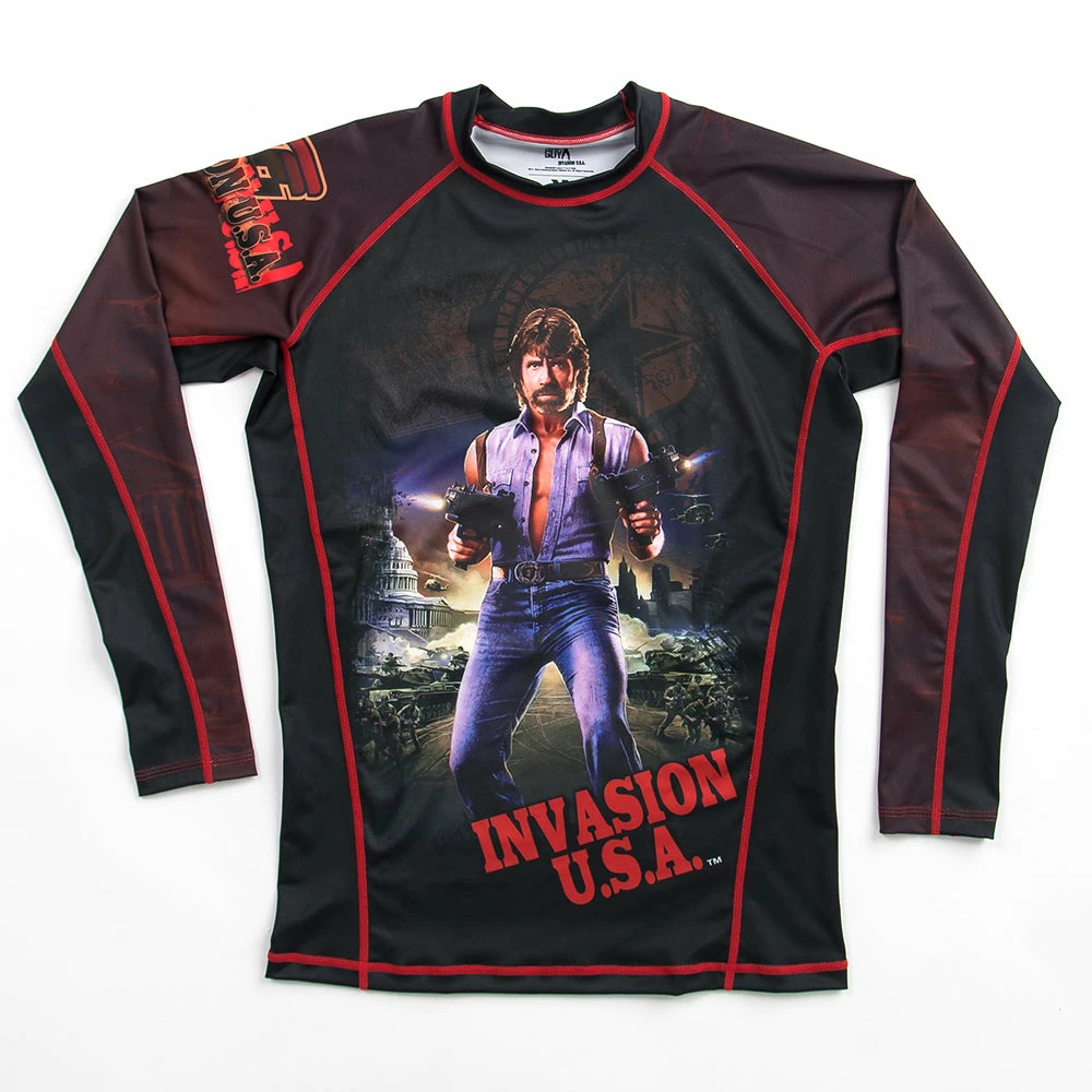 Fusion Fight Gear Chuck Norris Invasion USA Rashguard Rash Guard 1 Fusion Fight Gear Chuck Norris Invasion USA Rashguard Rash Guard