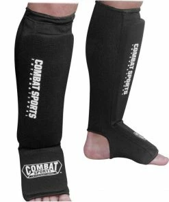 Ringside Combat Sports Washable Cotton Cloth Shin Guards Black