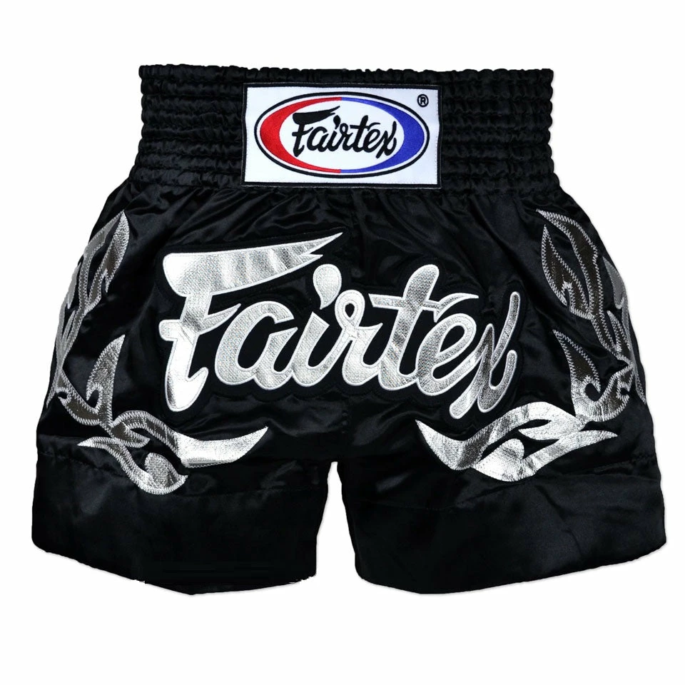 Fairtex Muay Thai Shorts Black/Silver 1 Fairtex Muay Thai Shorts Black/Silver