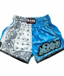 Raja Boxing Muay Thai Shorts Blue White Checked