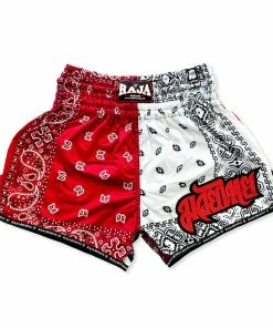 Raja Boxing Muay Thai Shorts Red White Checked