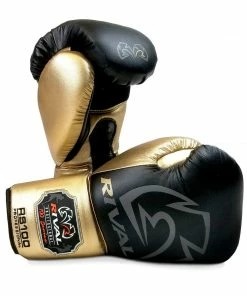 Rival Boxing RS100 Professional Sparring Lace-Up Gloves Black/Gold