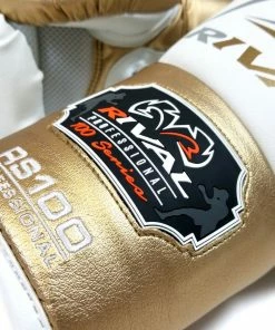Rival Boxing RS100 Professional Sparring Lace-Up Gloves White/Gold 9 Rival Boxing RS100 Professional Sparring Lace-Up Gloves White/Gold