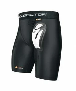 Groin Guard Shock Doctor Compression Shorts & Athletic Groin Cup Combo Black