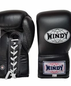 Windy BGL Lace-Up Muay Thai Boxing Gloves Black