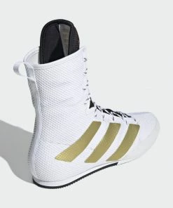 Adidas Box Hog 3 Boxing Boots Shoes White/Gold Shoes/Footwear