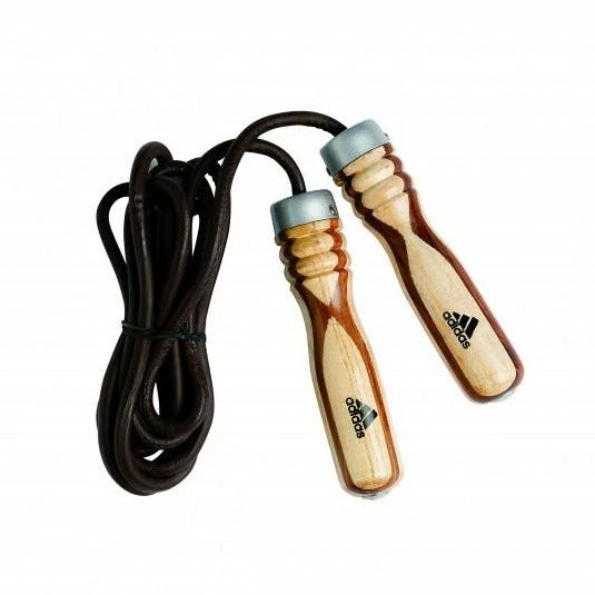 IBF Adidas Boxing Wooden Handle Leather Jump Skipping Rope 1 IBF Adidas Boxing Wooden Handle Leather Jump Skipping Rope