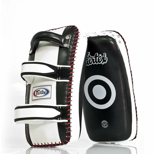 Fairtex KPLC2 Curved Super Contoured Thai Kick Pads Black/White Pads/Mitts 1 Fairtex KPLC2 Curved Super Contoured Thai Kick Pads Black/White Pads/Mitts
