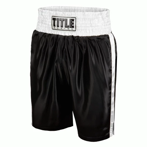 Title Boxing Classic Edge Satin Boxing Shorts Trunks Black 1 Title Boxing Classic Edge Satin Boxing Shorts Trunks Black