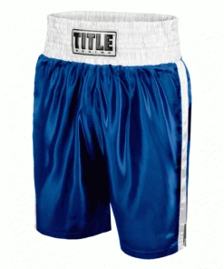 Title Boxing Classic Edge Satin Boxing Shorts Trunks Blue
